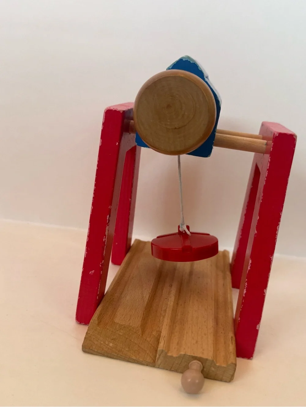 Wooden Red and Blue Kids Toy Bell Roller
